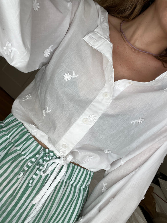 full sleeve drawstring blouse | applique