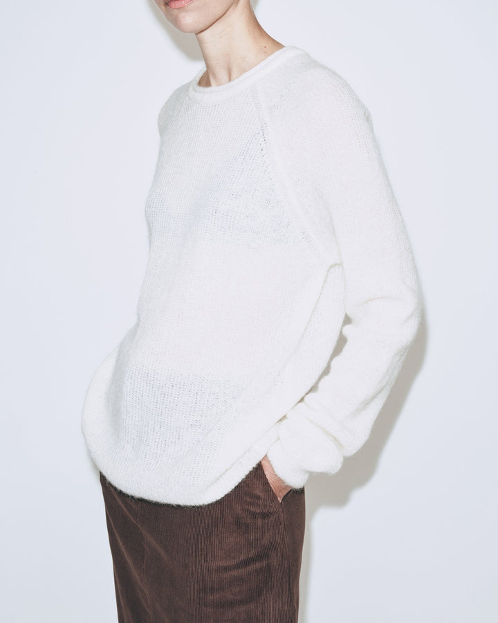 mohair blend crewneck sweater | ivory
