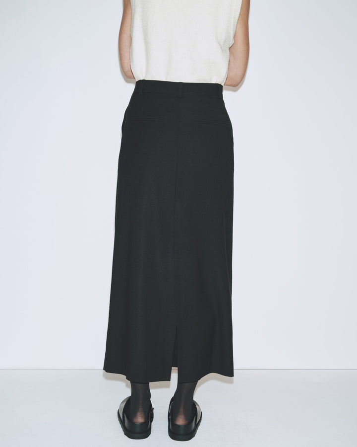 wool blend midi skirt | black
