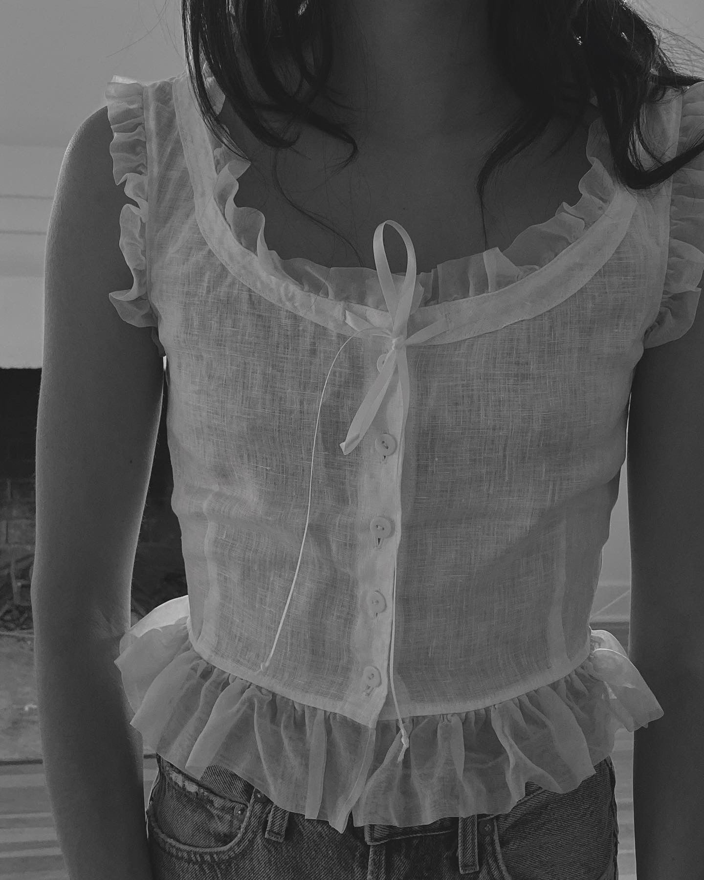 ruffle top | organza trim