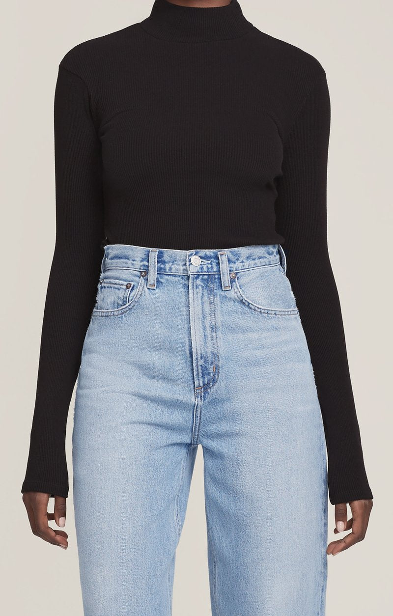 turtleneck ls bodysuit | black