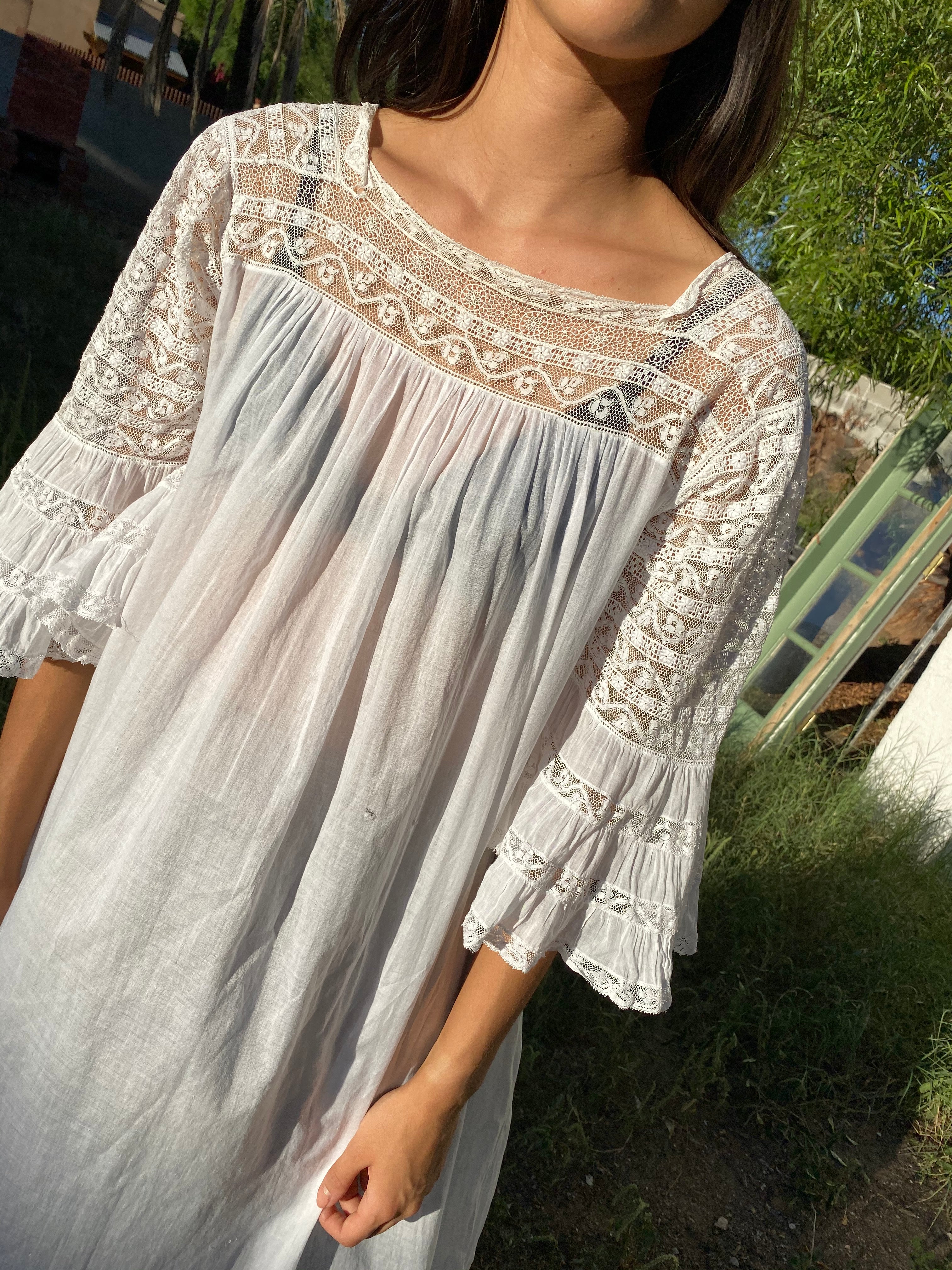 antique lace bell sleeve dress