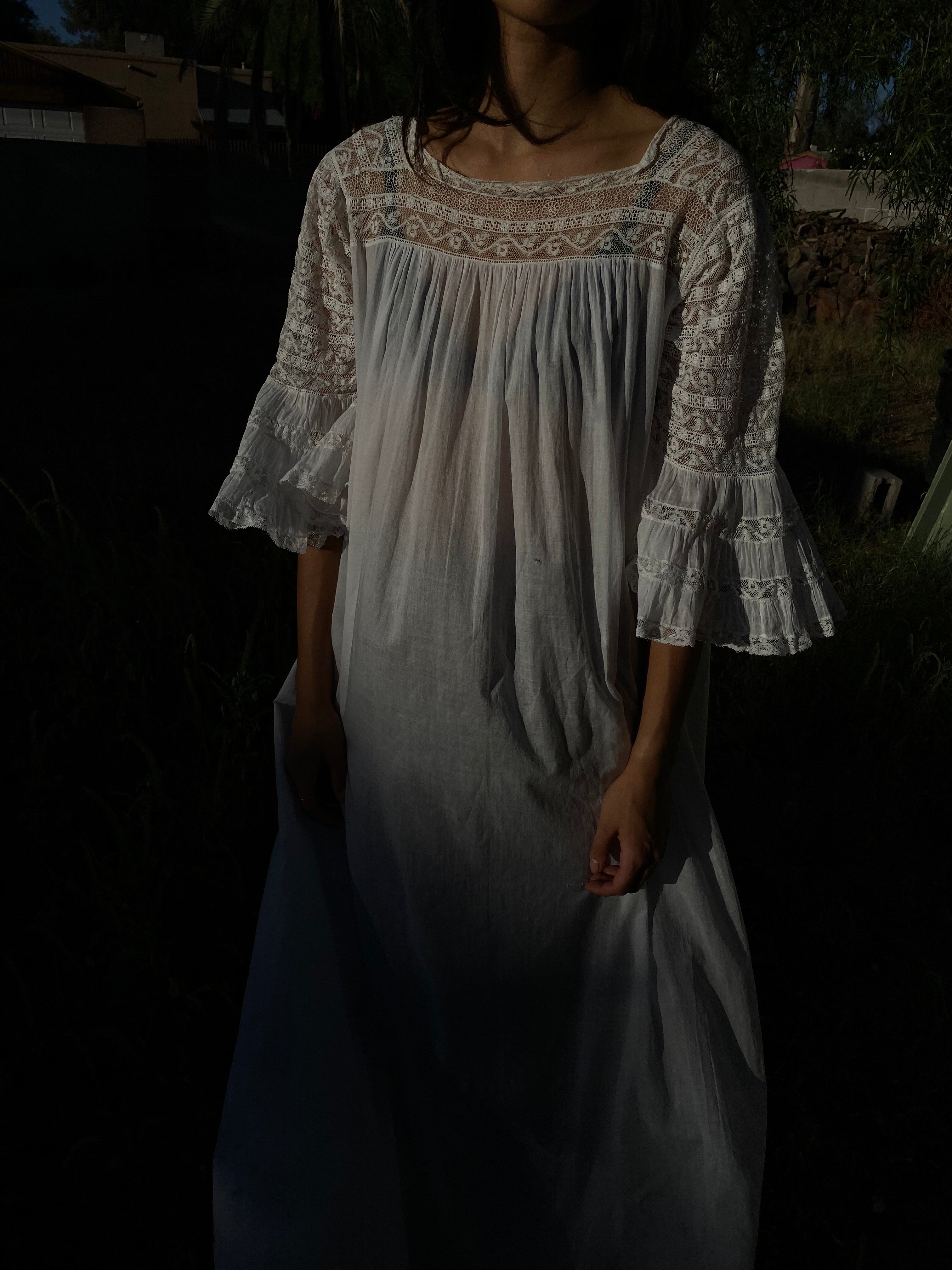 antique lace bell sleeve dress