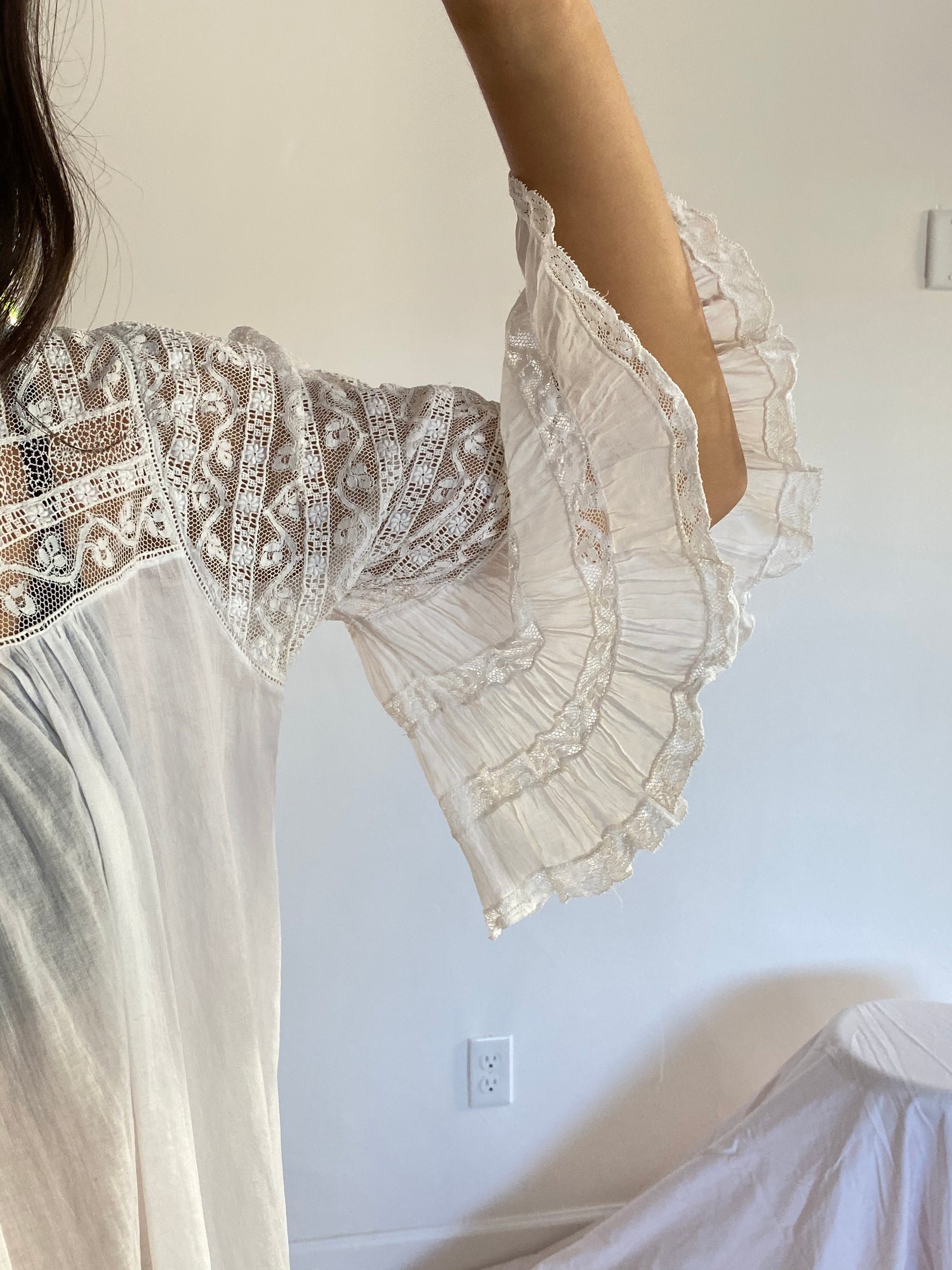 antique lace bell sleeve dress