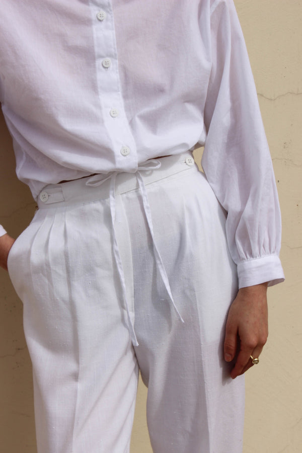 full sleeve drawstring blouse | white