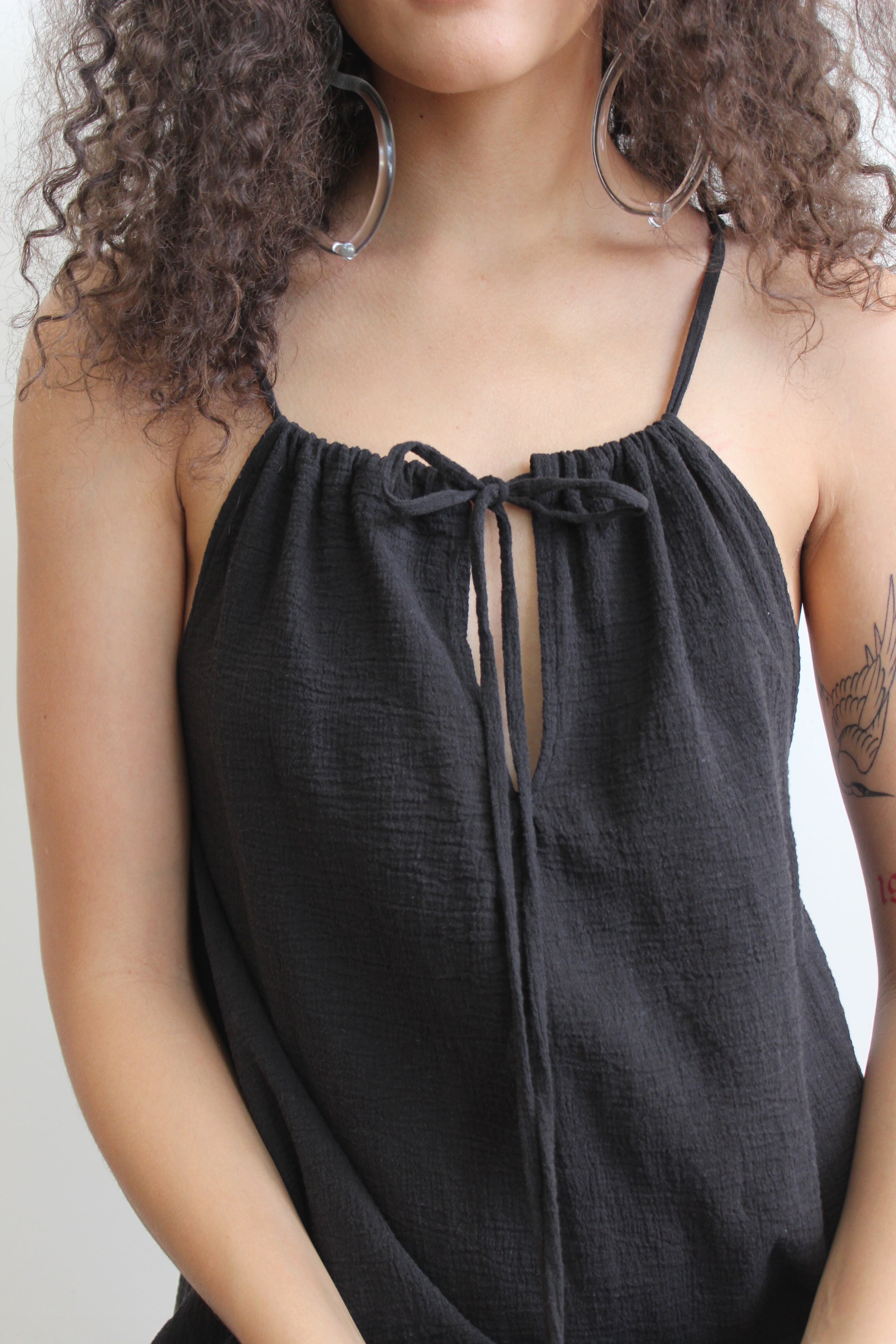 reversible tie dress | black