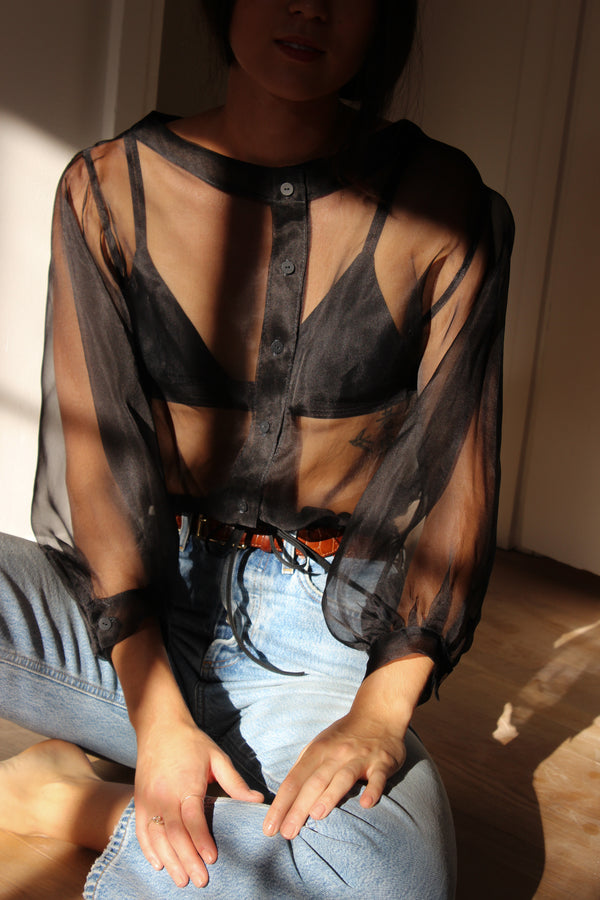 full sleeve drawstring blouse | organza