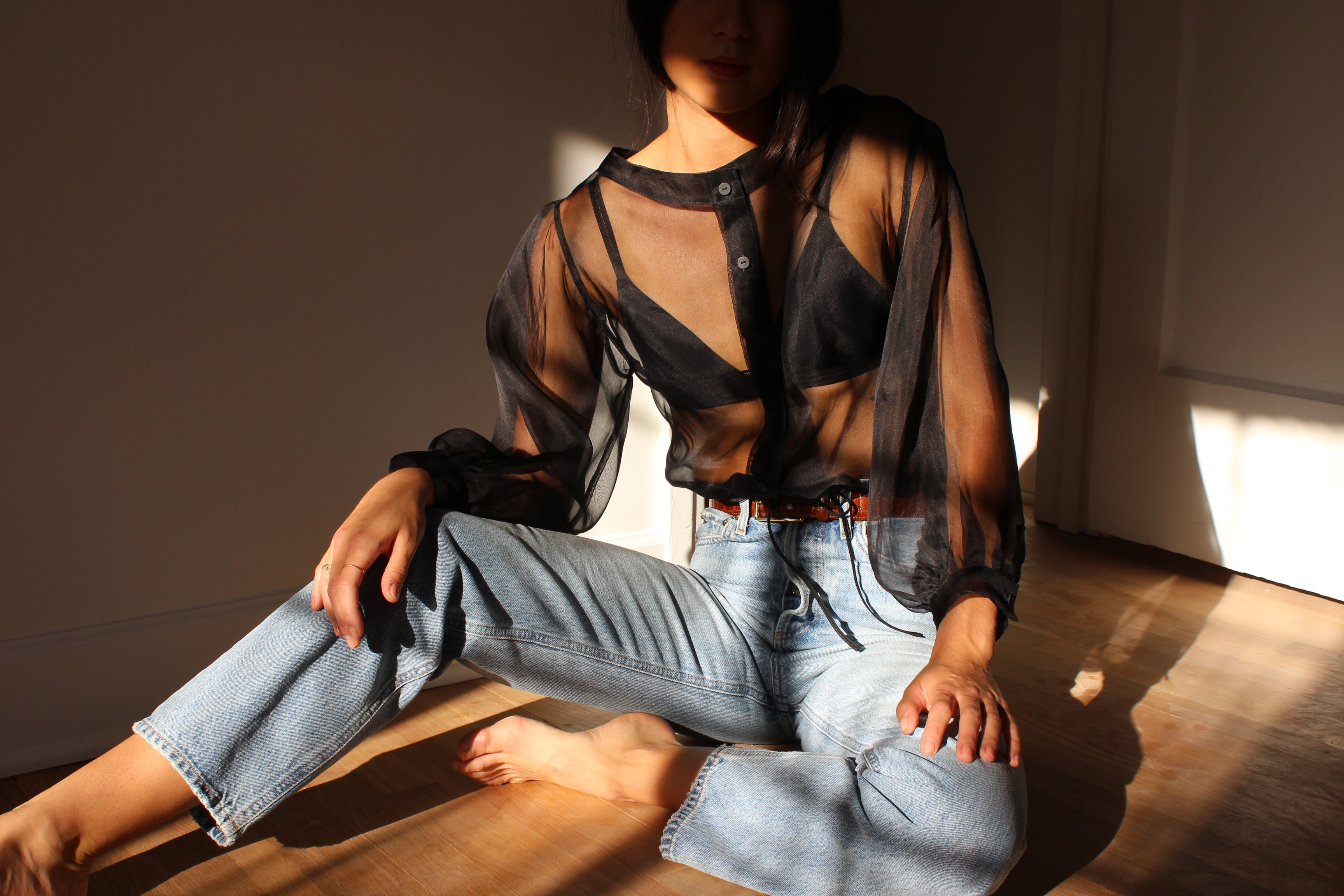 full sleeve drawstring blouse | organza