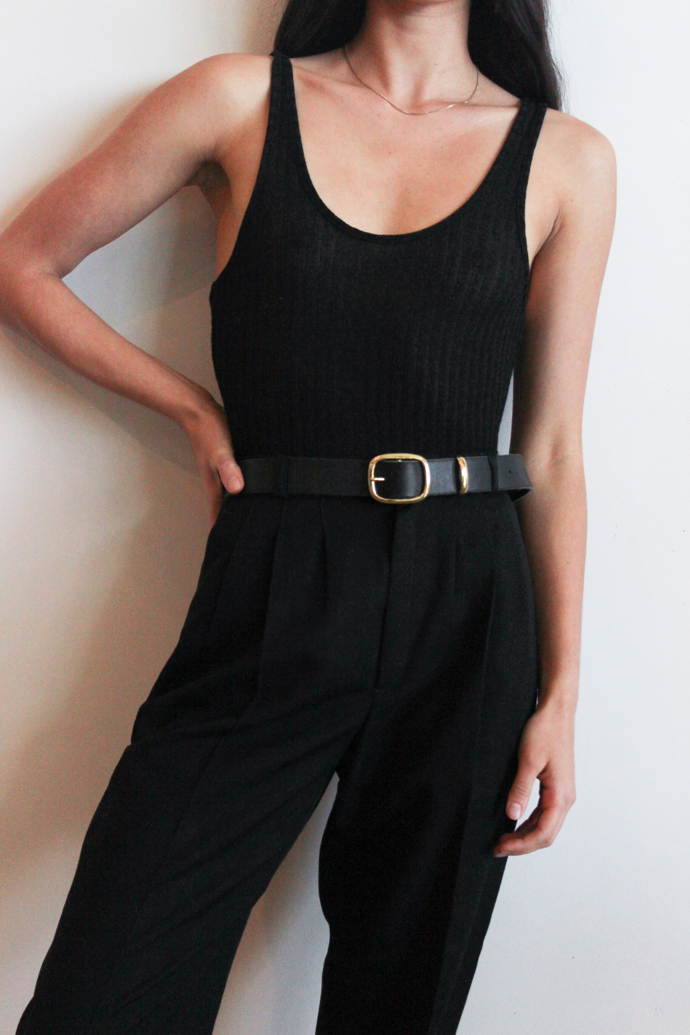 black leather belt | brass