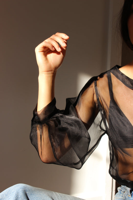full sleeve drawstring blouse | organza