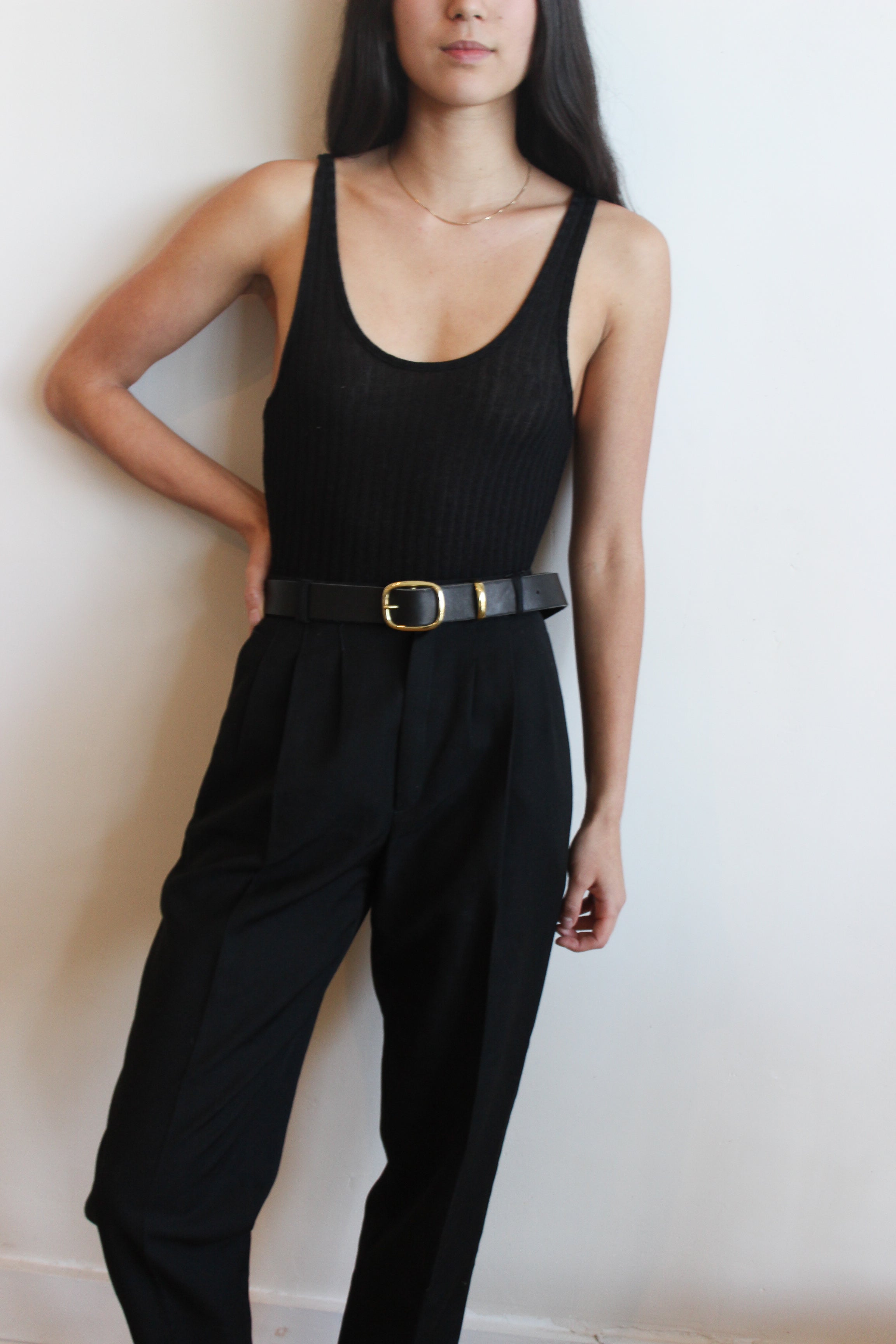 black leather belt | brass