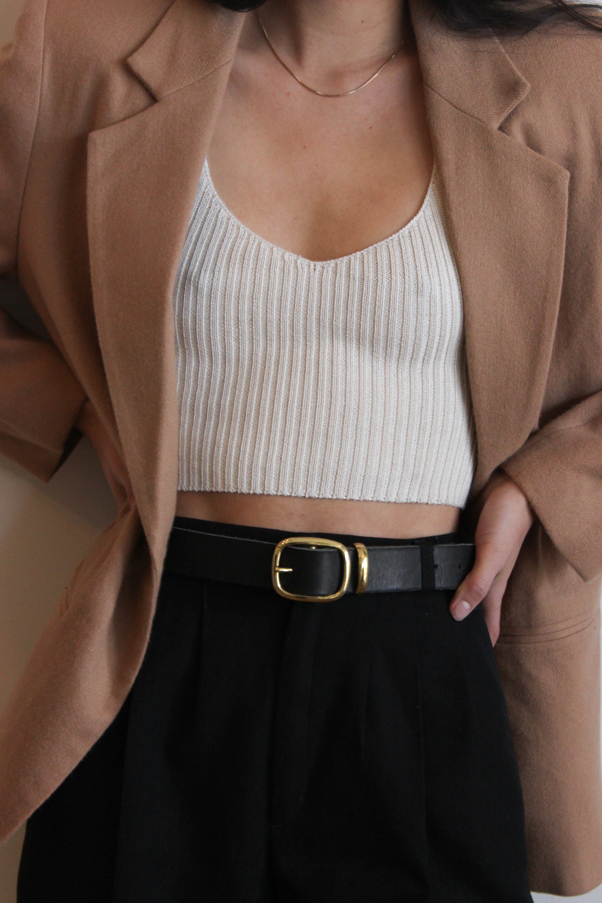 black leather belt | brass
