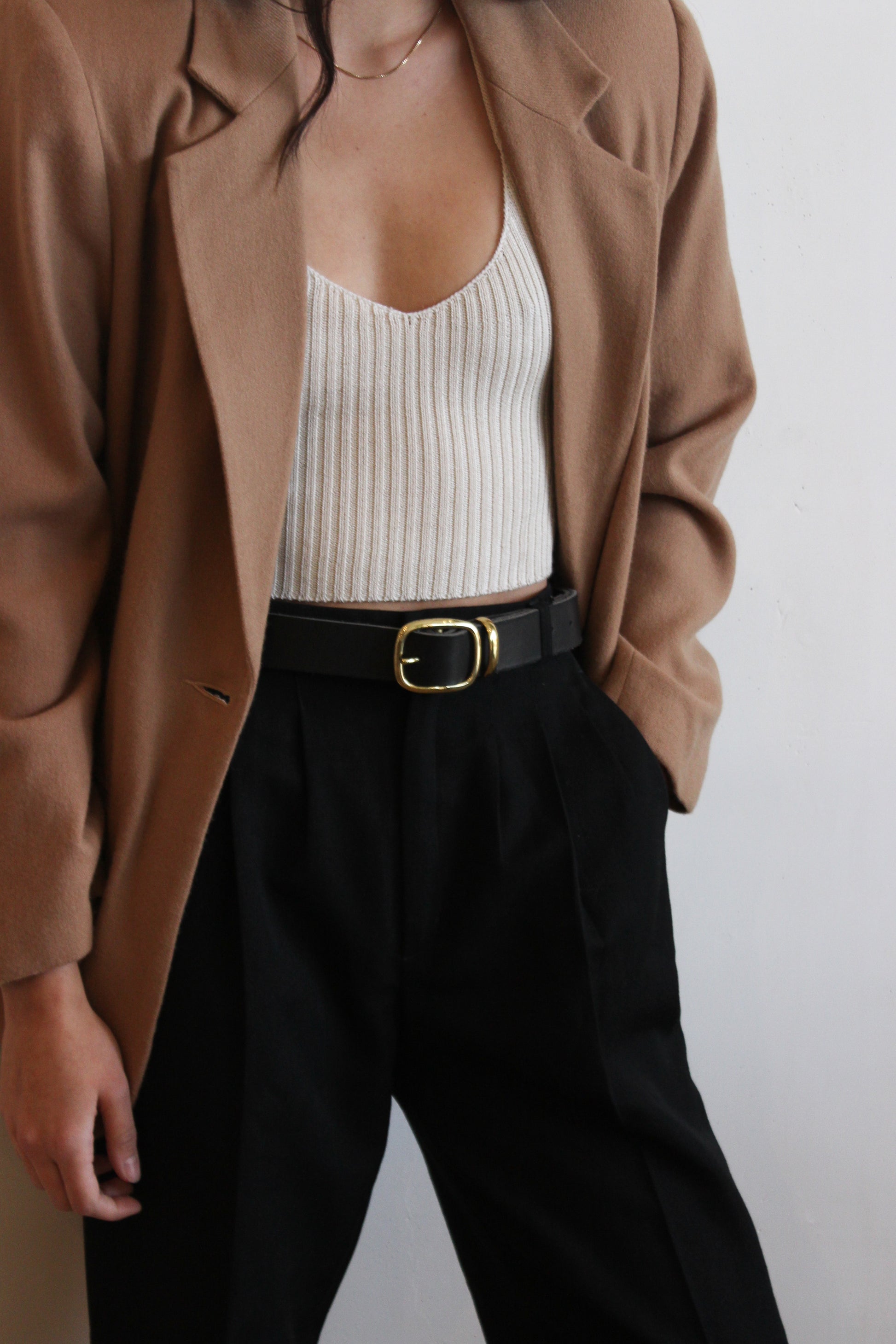 black leather belt | brass