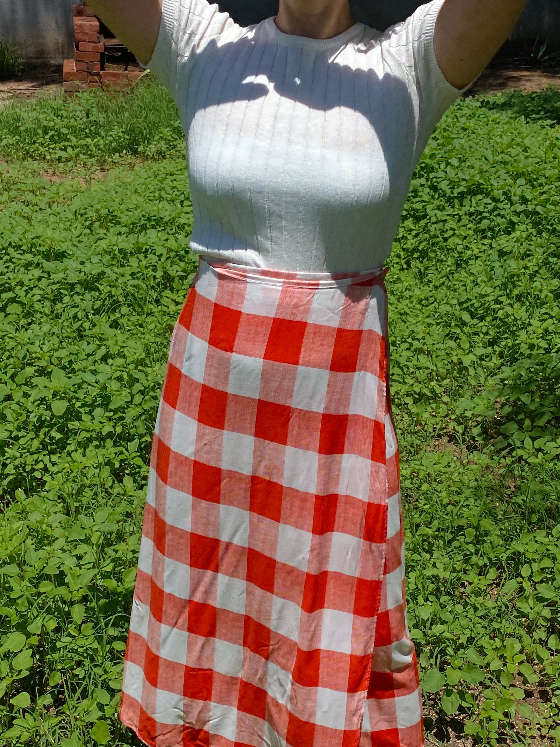 wrap skirt | check