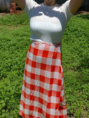 wrap skirt | check