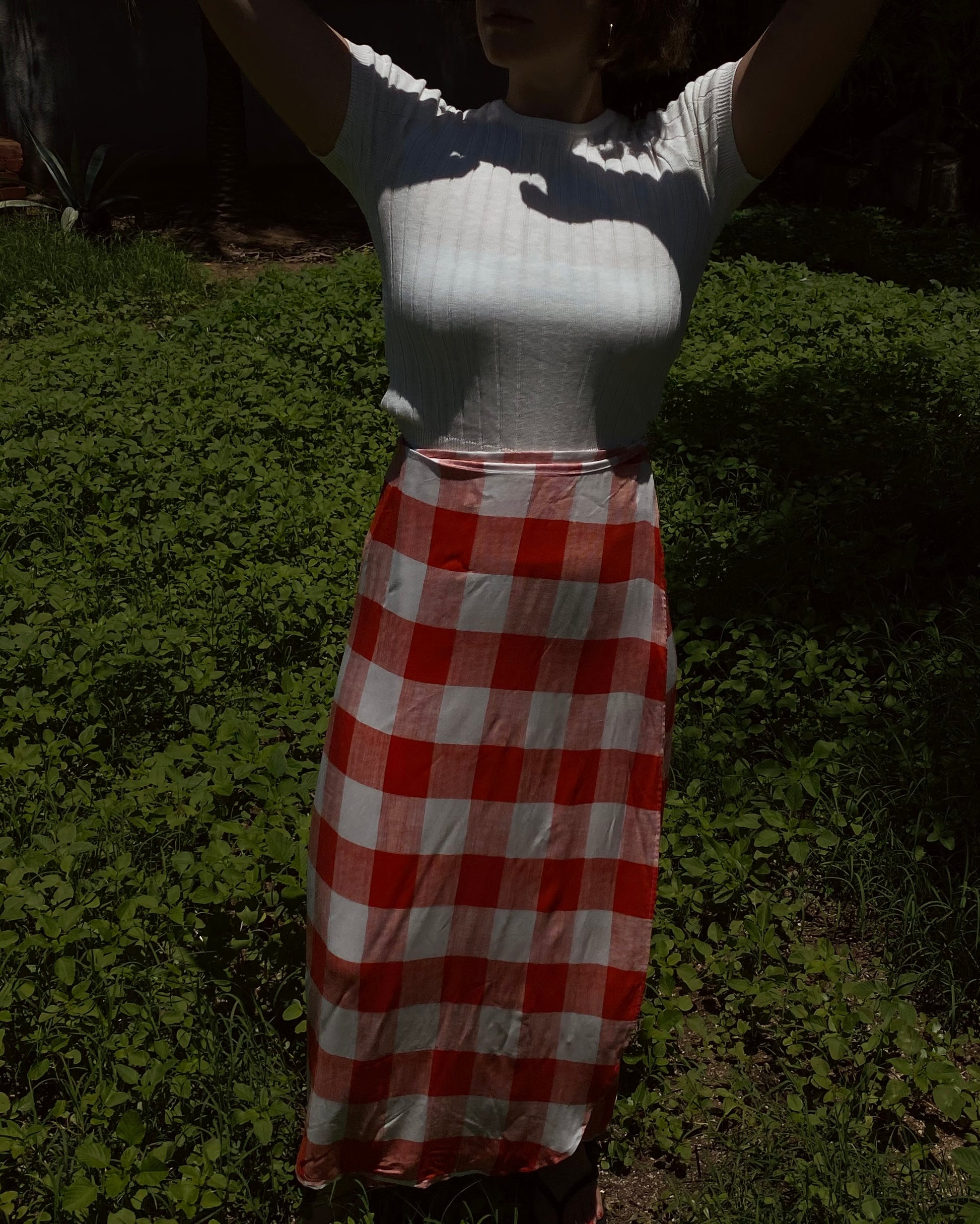 wrap skirt | check