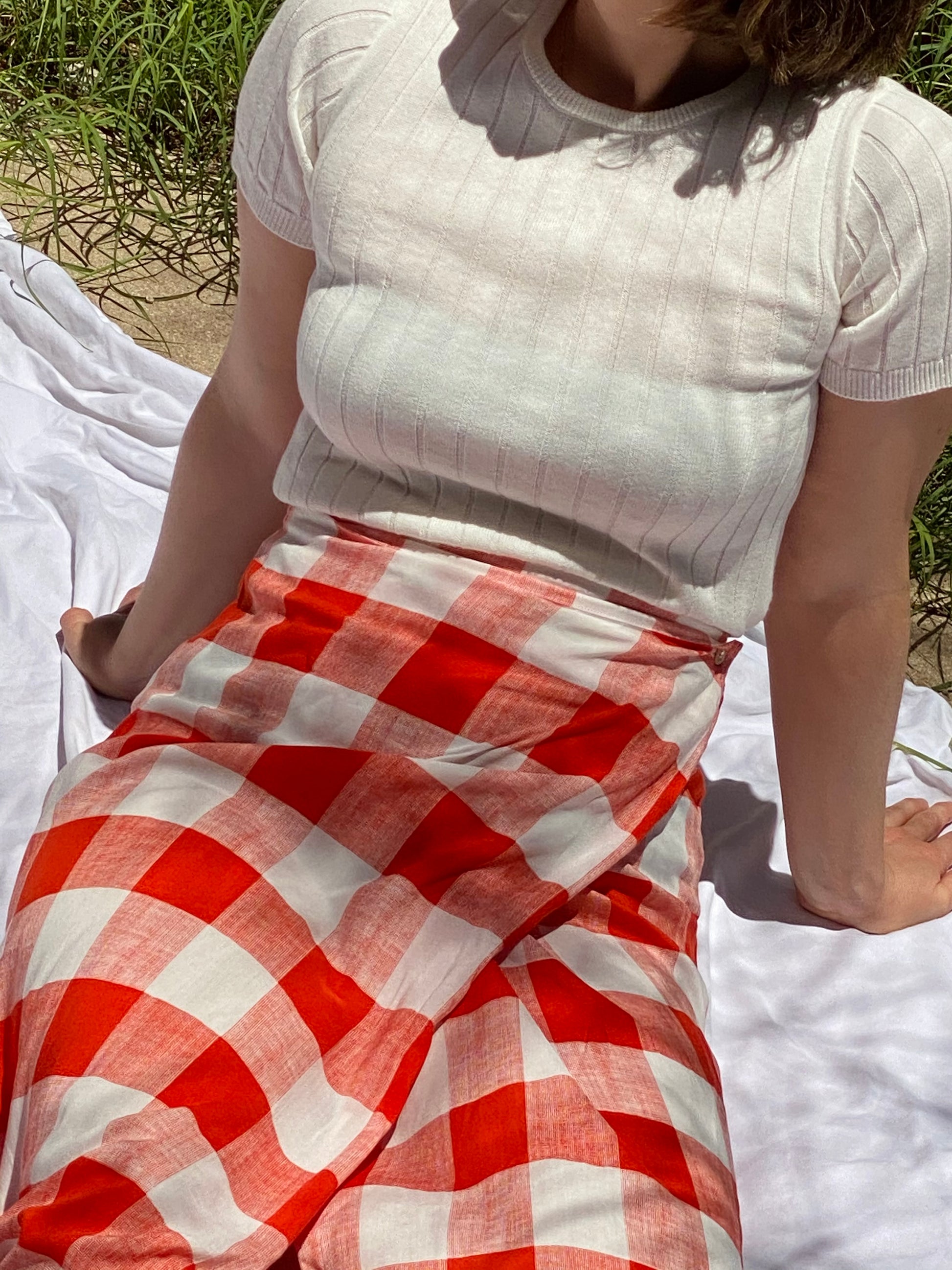 wrap skirt | check