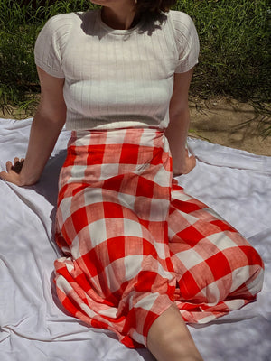 wrap skirt | check
