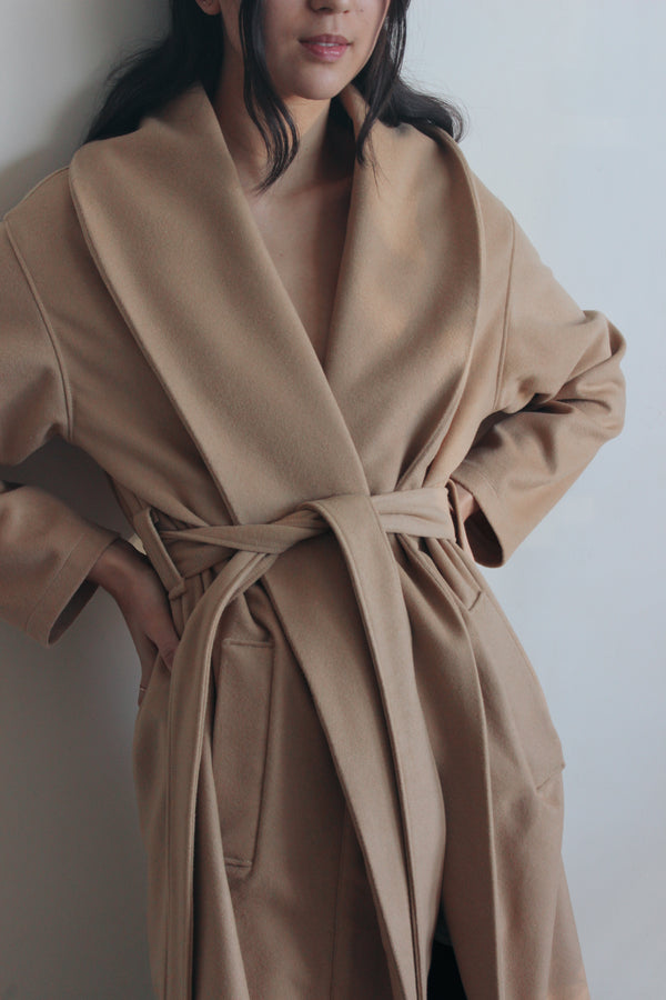 robe coat | camel & black