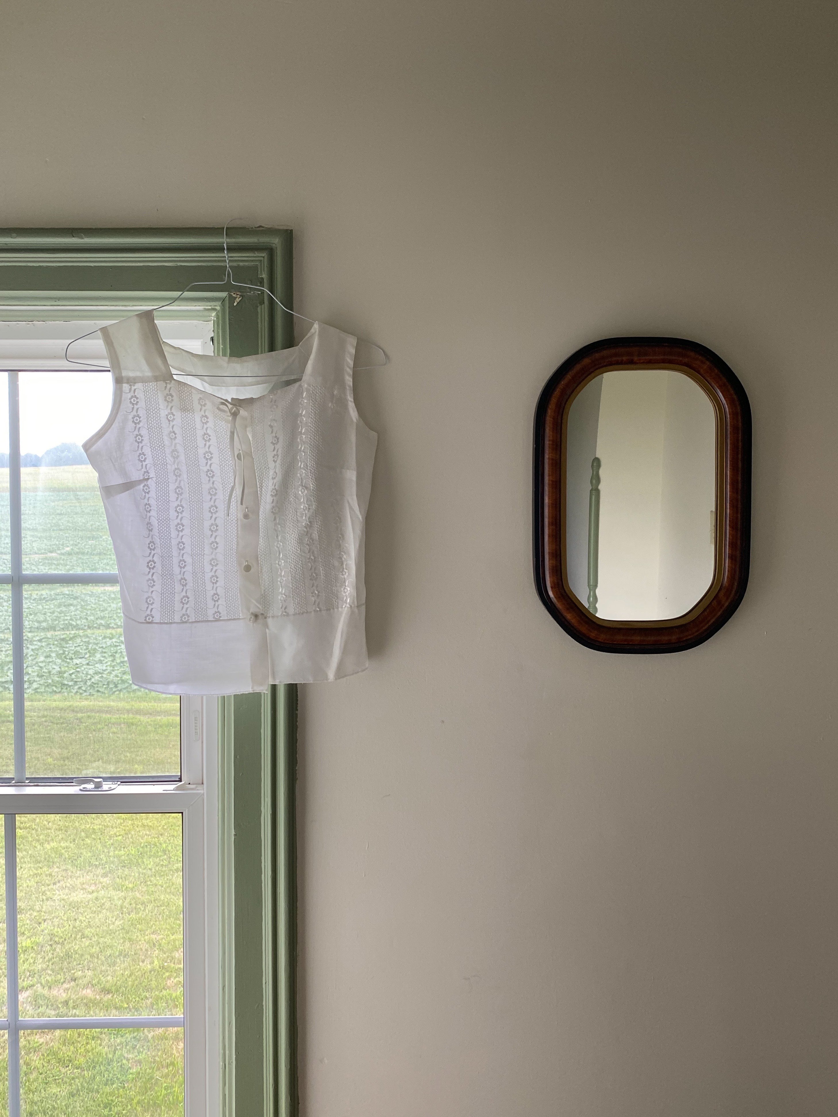 embroidered button front top