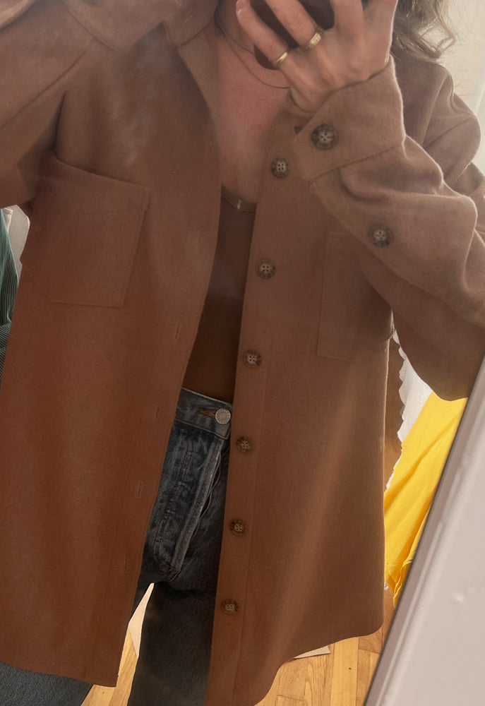 unisex shirt jacket | camel