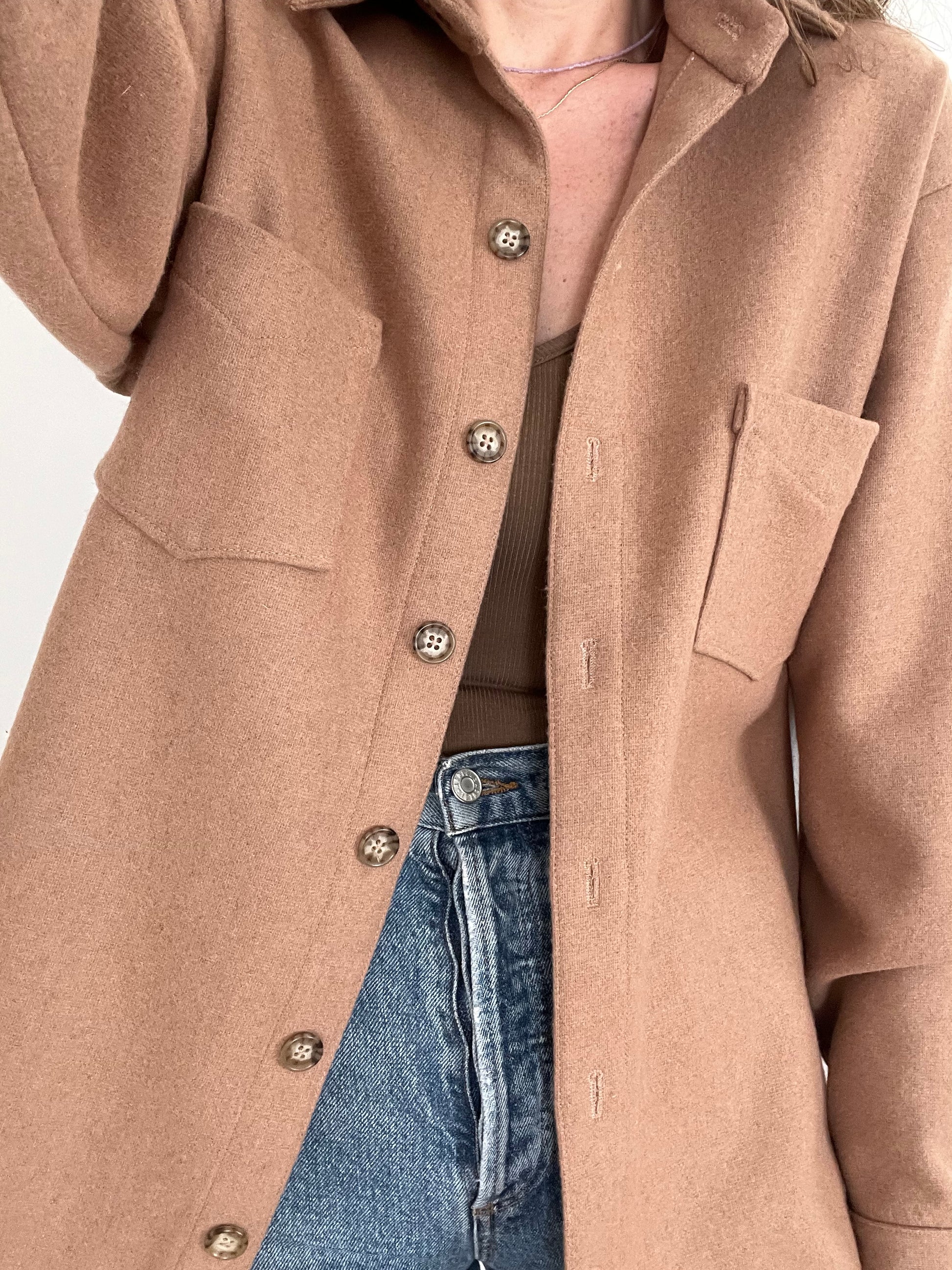 unisex shirt jacket | camel