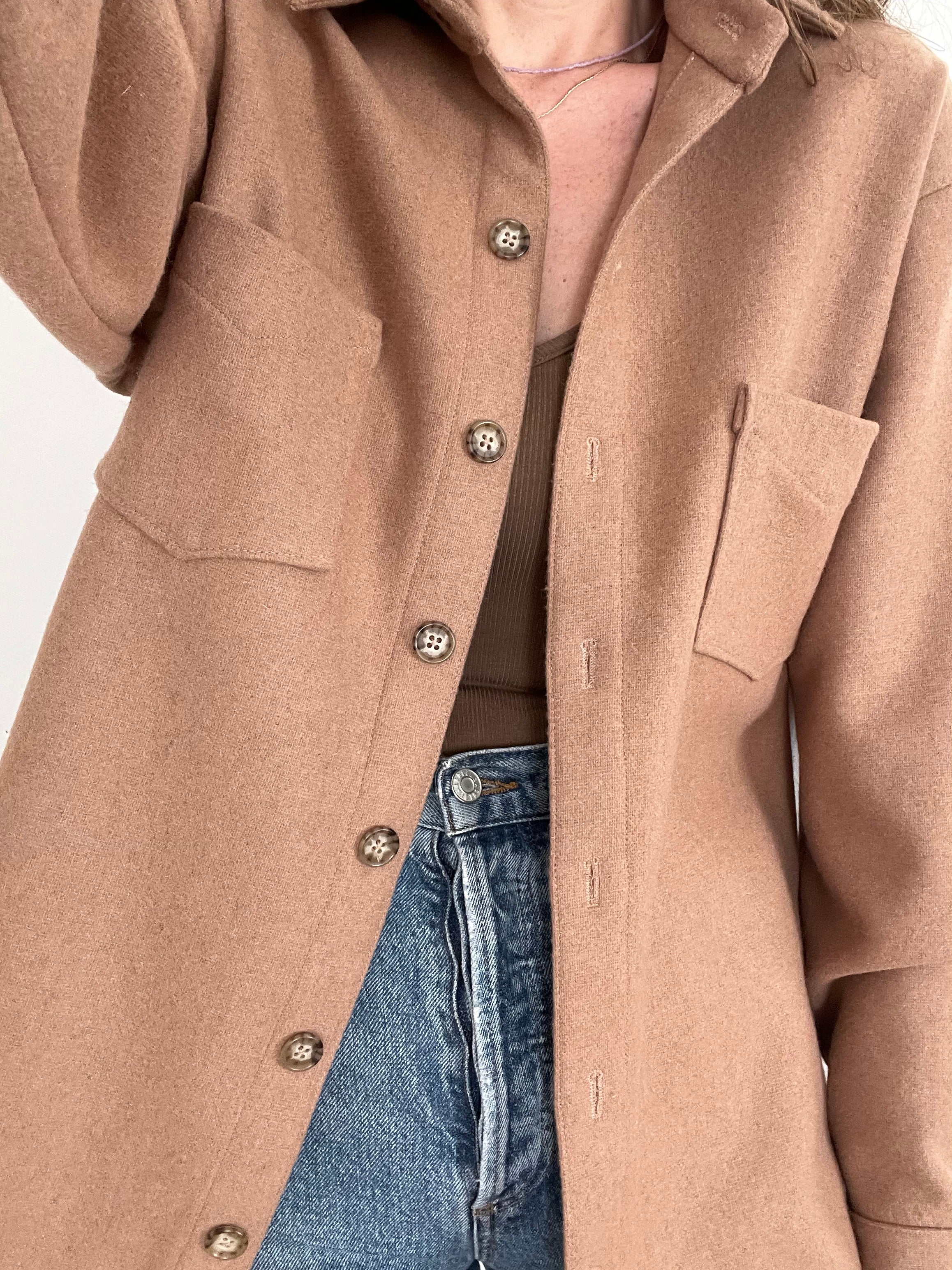 unisex shirt jacket | camel