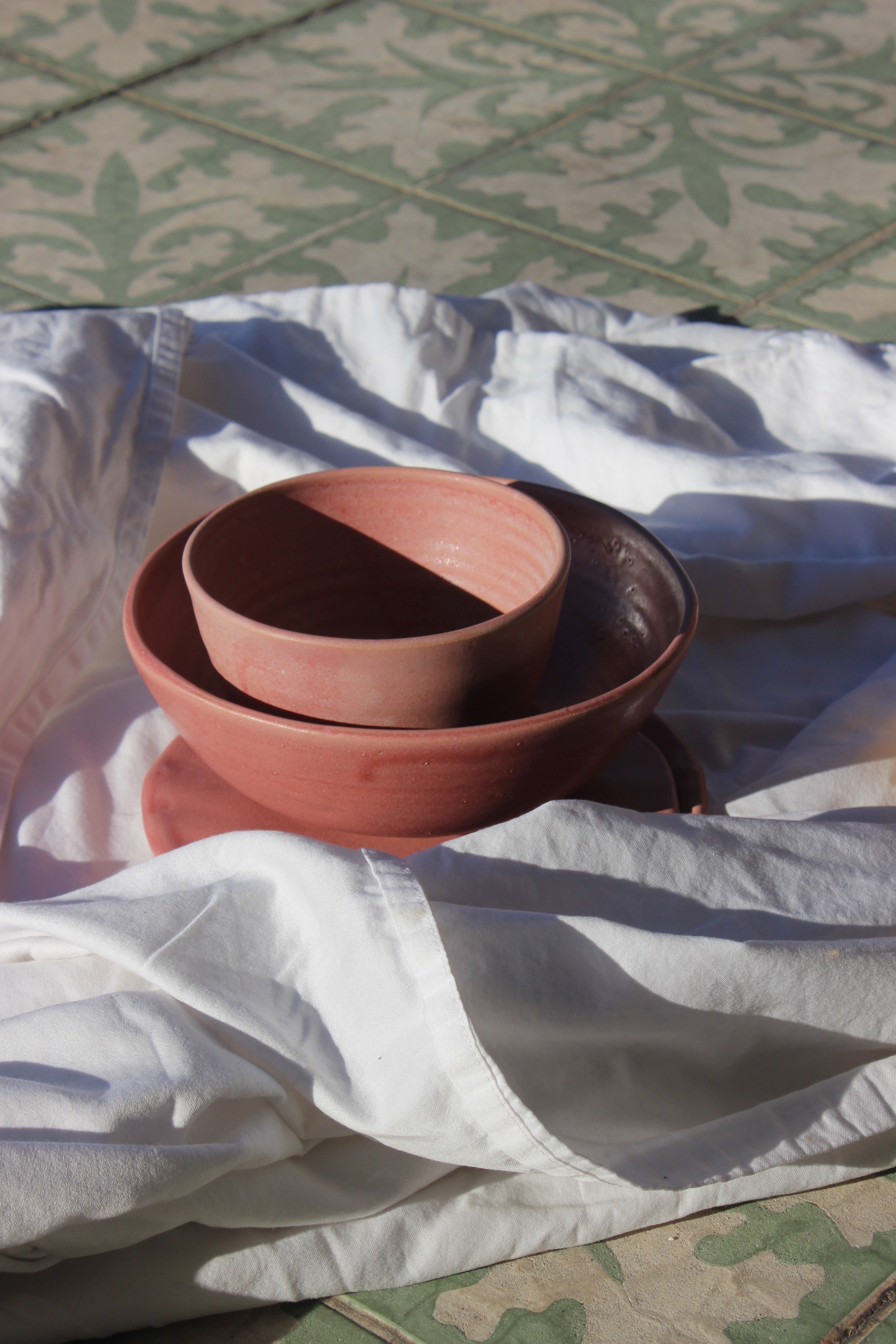 pink stoneware bowl | large