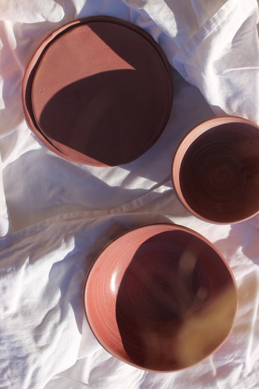 pink stoneware bowl | large