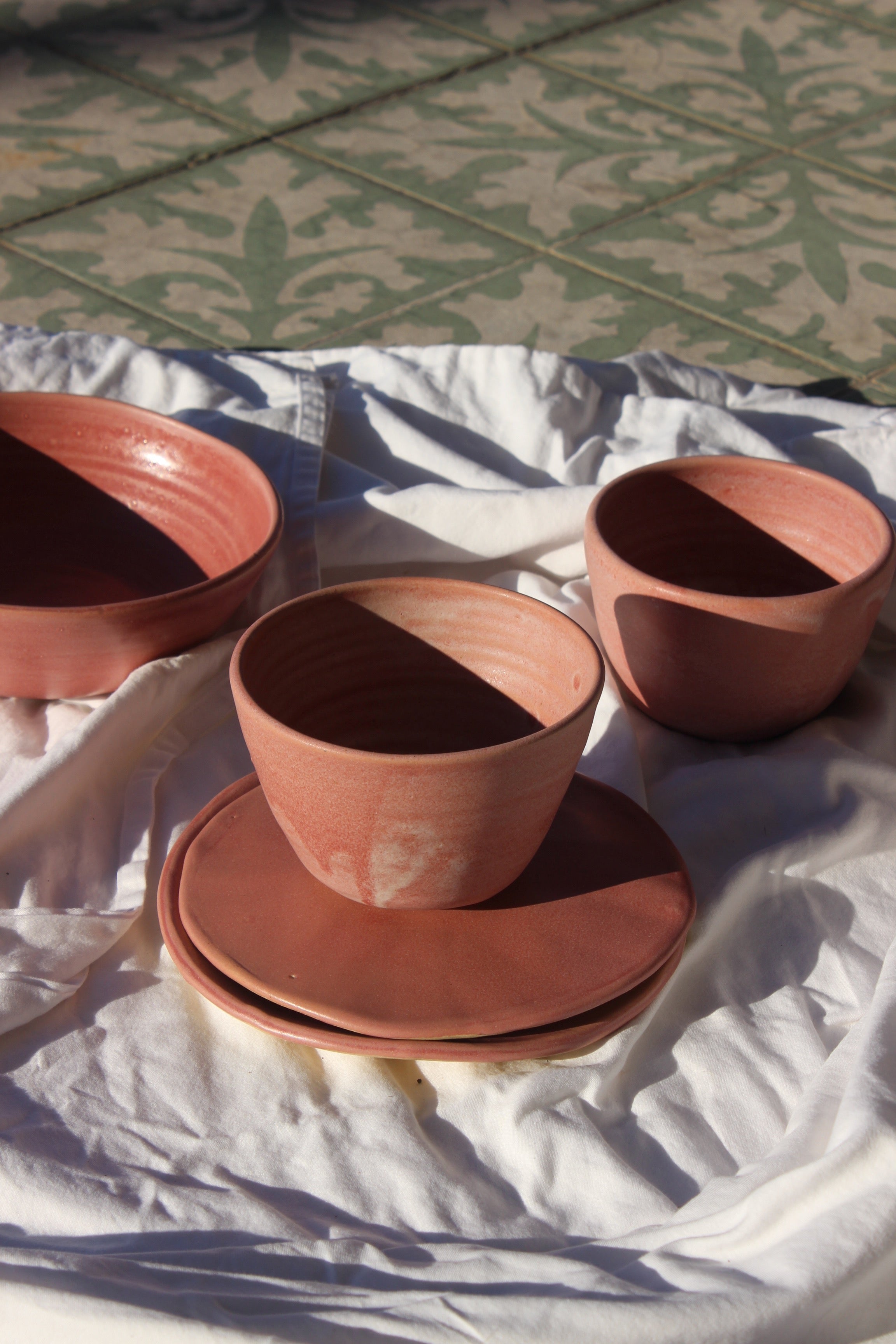 pink stoneware bowl | large
