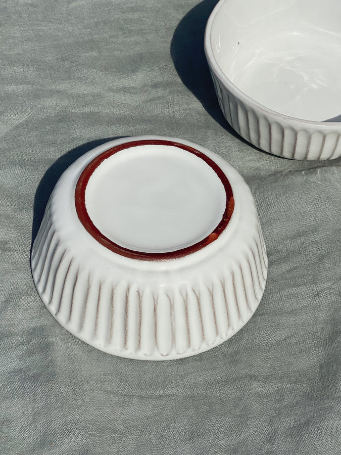 white terracotta bowls