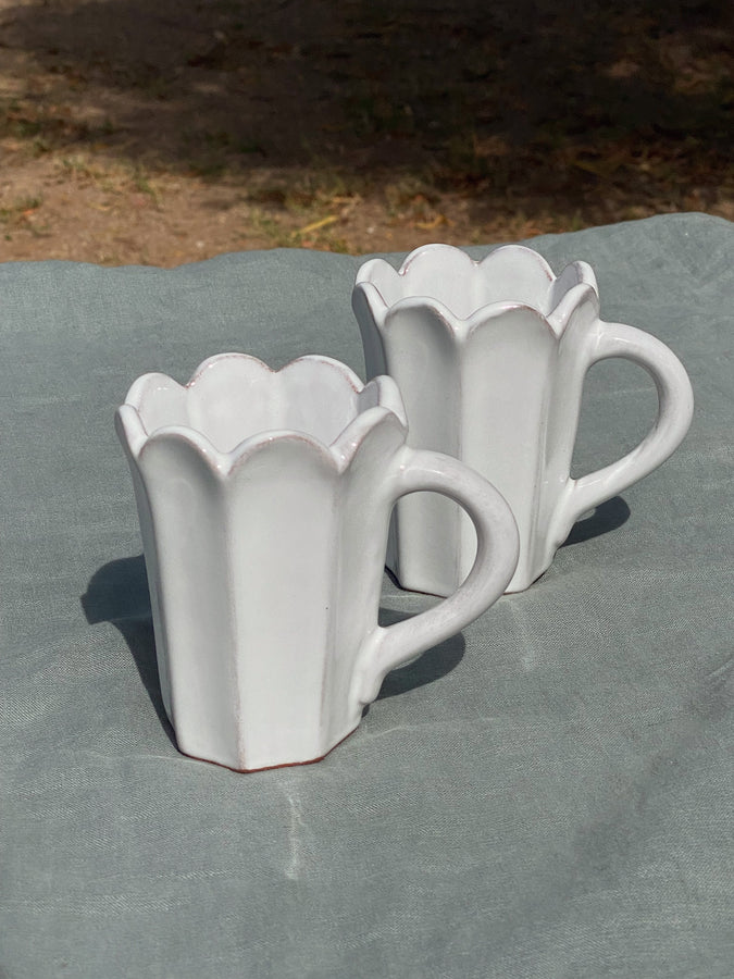 small white terracotta mug