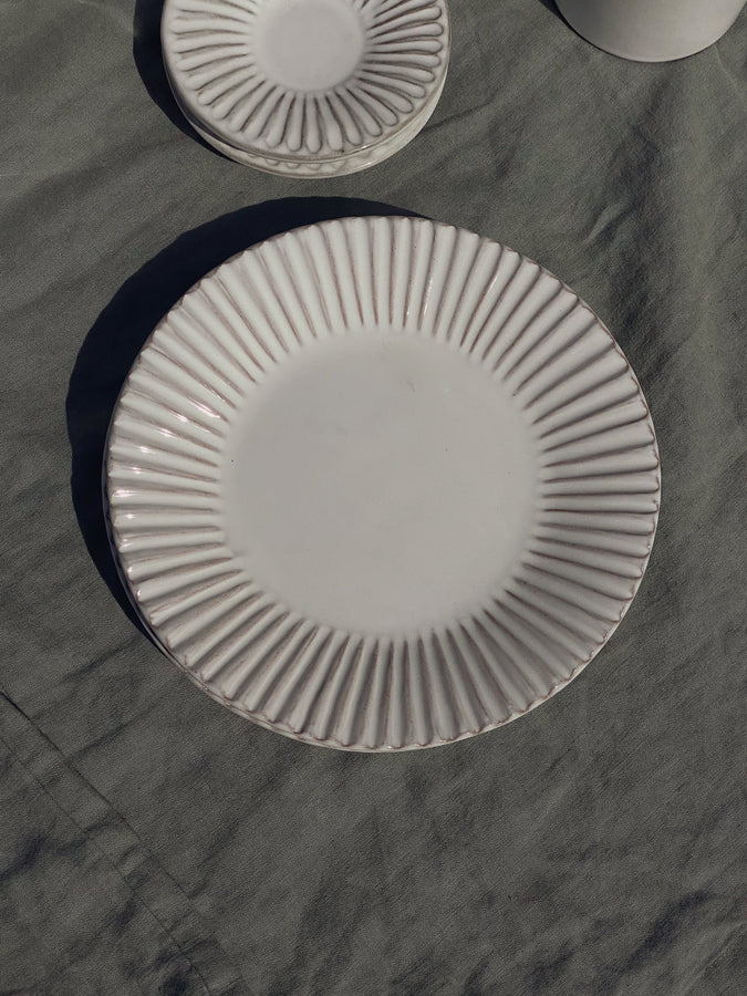 white terracotta dish