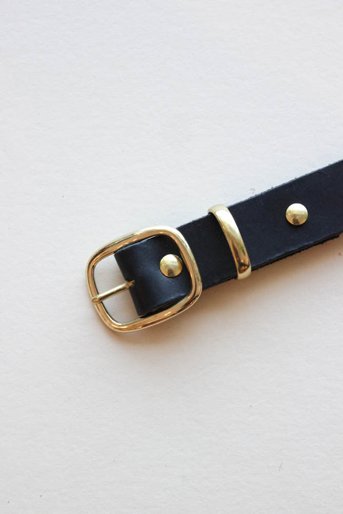 black leather belt | brass