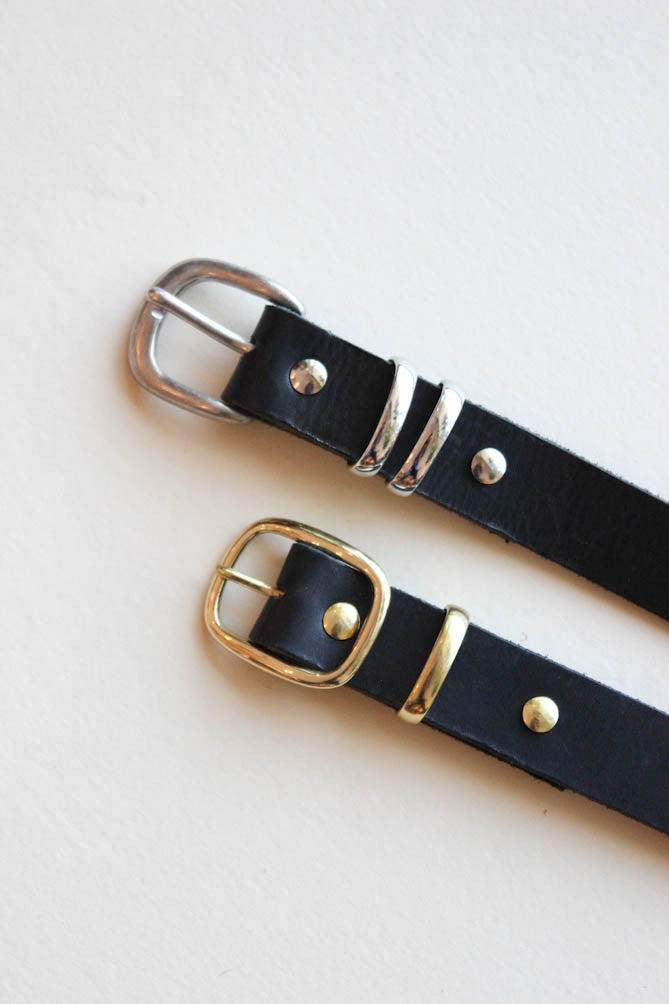 black leather belt | brass