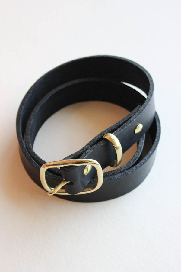 black leather belt | brass