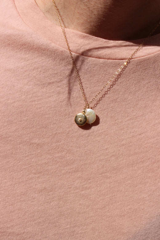 freshwater pearl medallion | small w/ locket