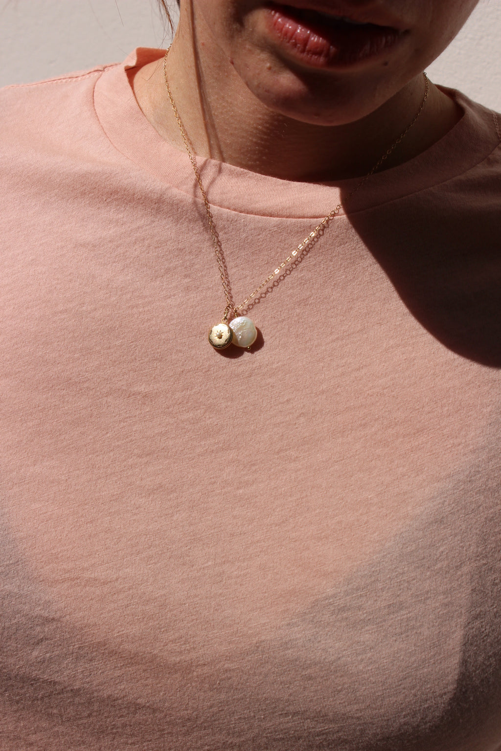 freshwater pearl medallion | small w/ locket