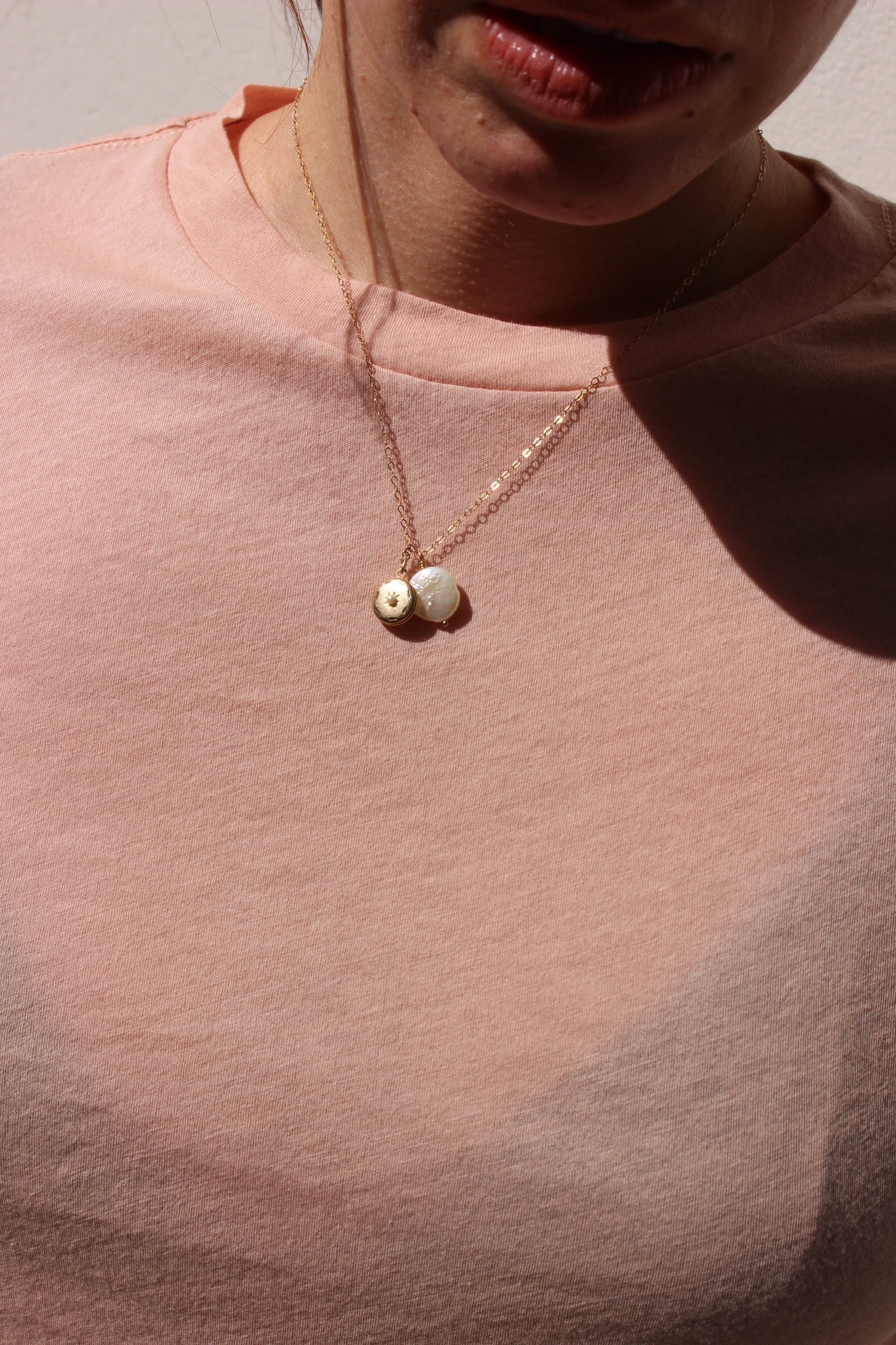 freshwater pearl medallion | small w/ locket