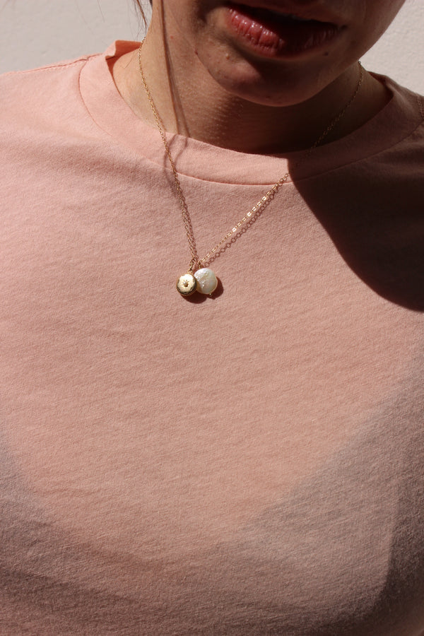 freshwater pearl medallion | small w/ locket