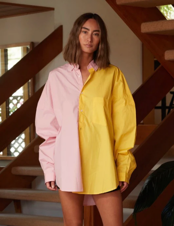 henrietta shirt | yellow and pink