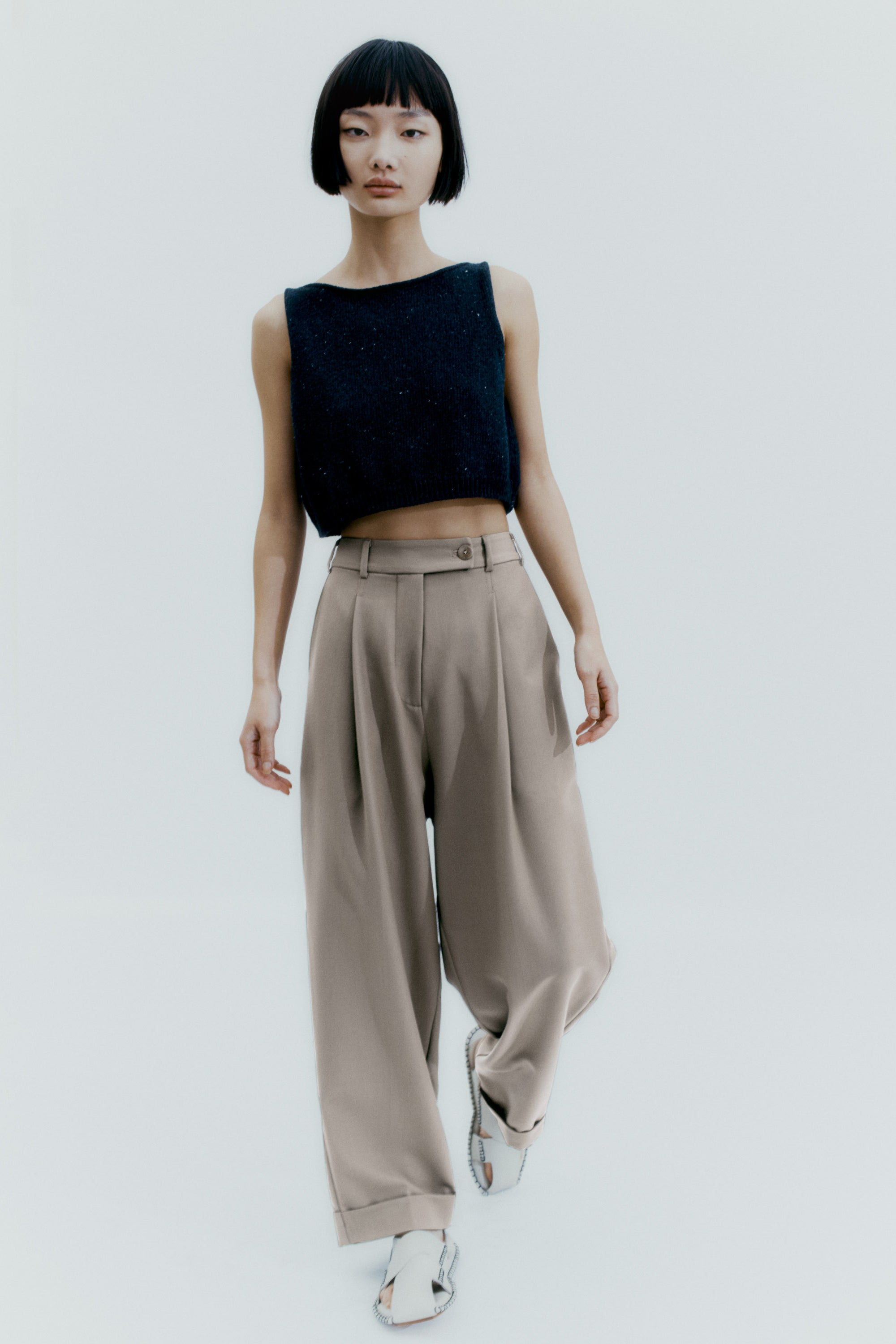 tailoring masculine pants | beige