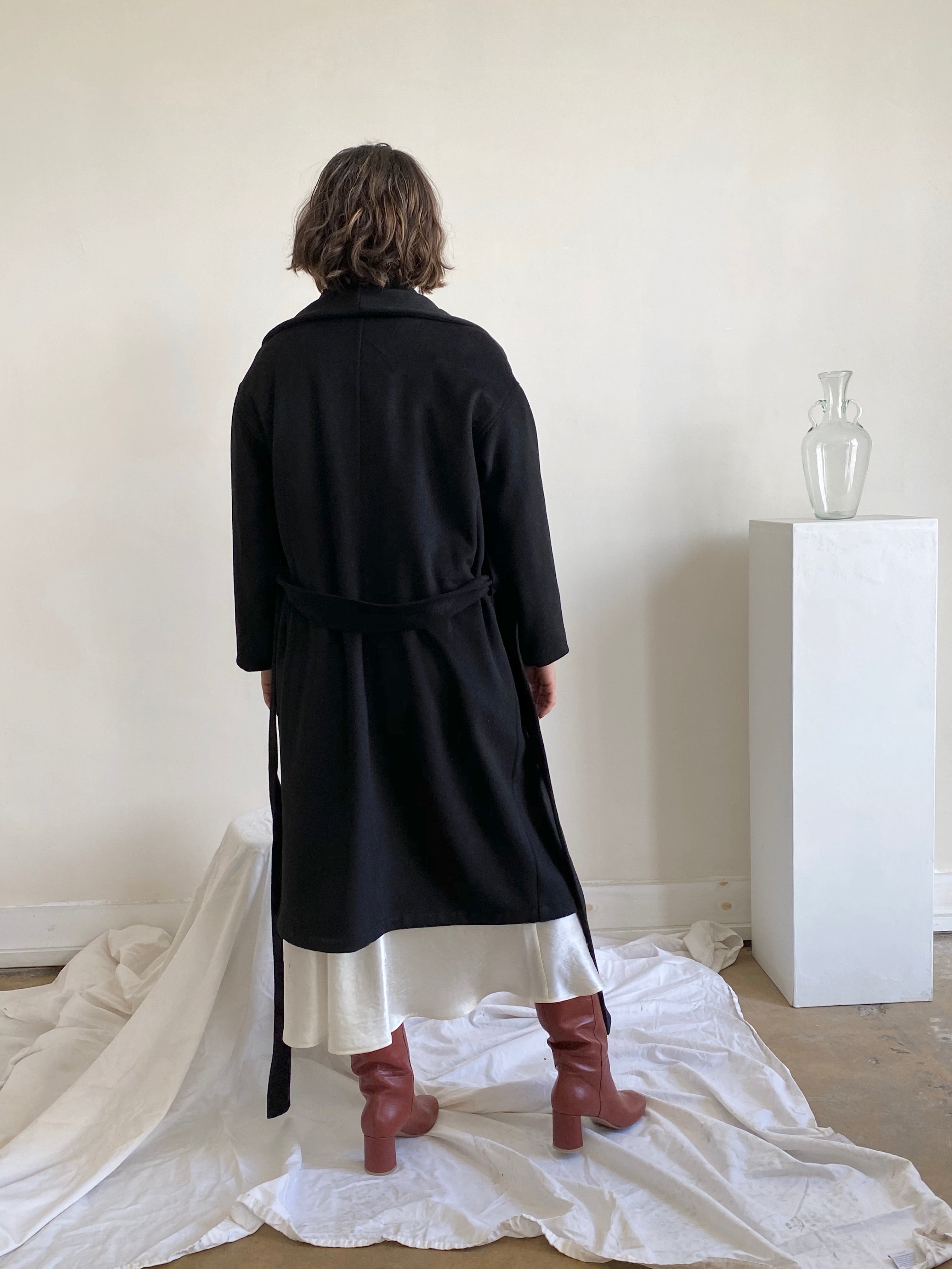 robe coat | camel & black