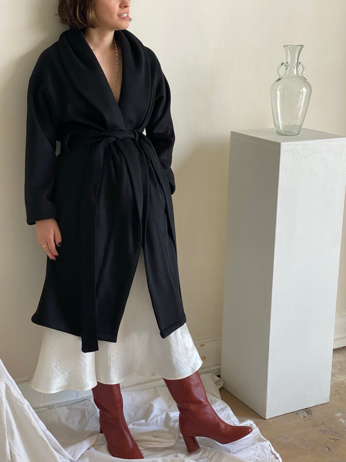 robe coat | camel & black