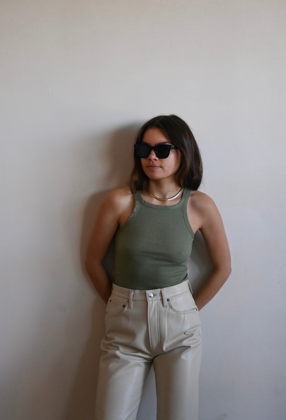 the verona tank | vintage olive green rib knit tank top
