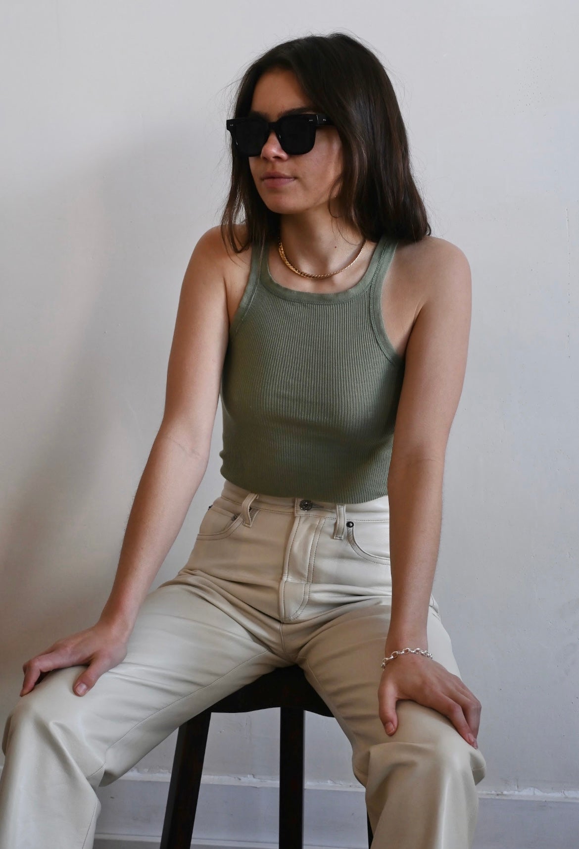 the verona tank | vintage olive green rib knit tank top
