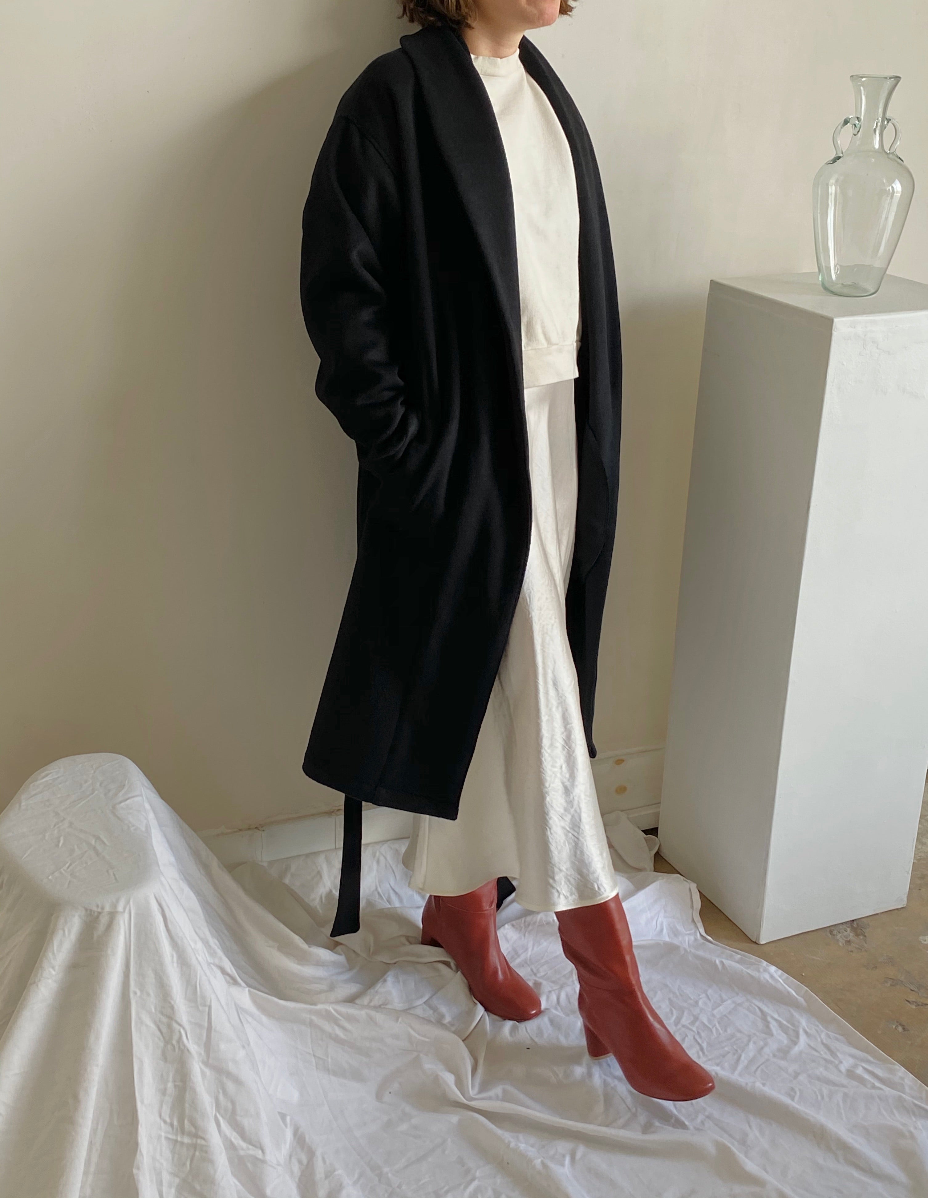 robe coat | camel & black