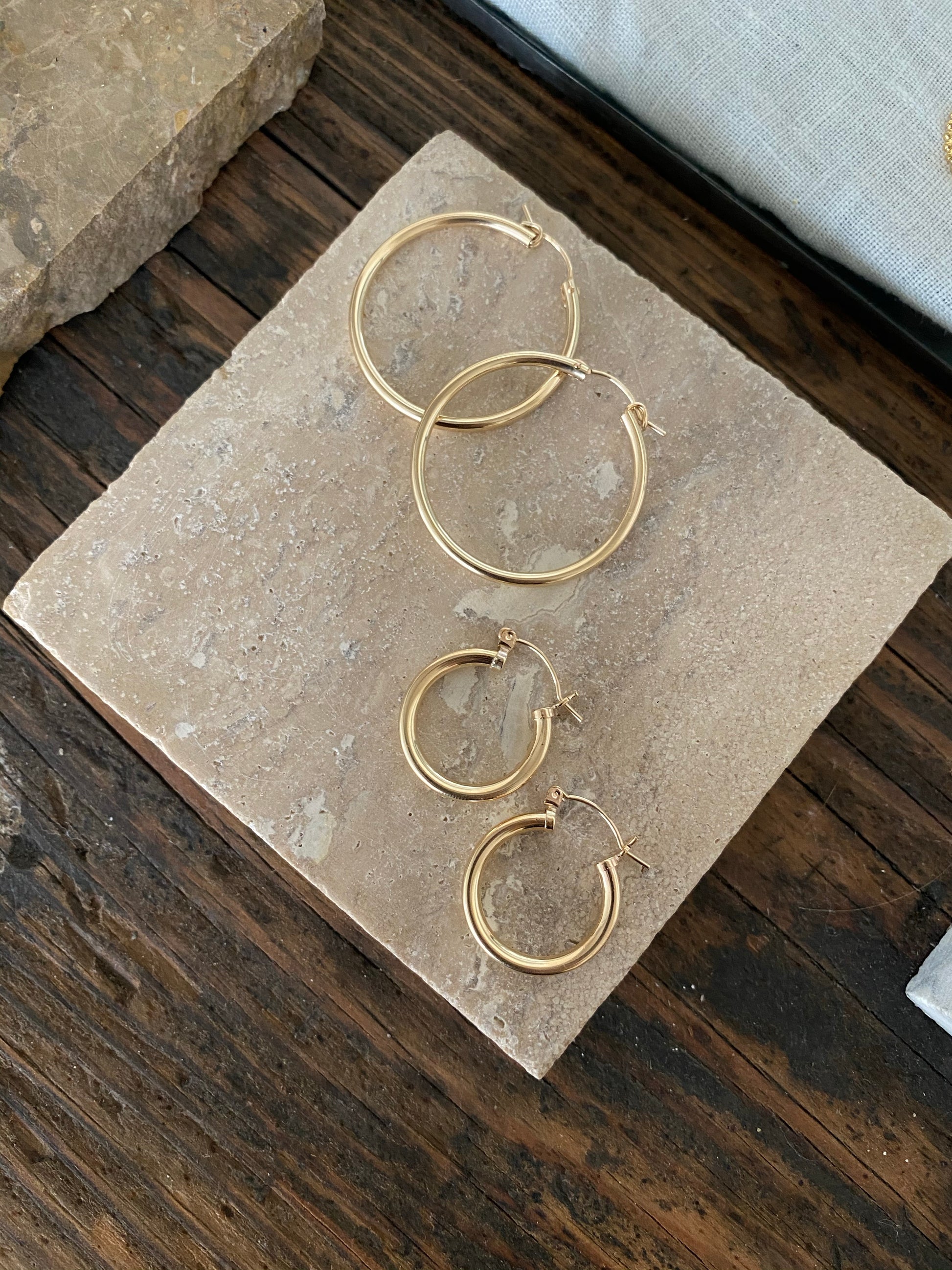 simple gold hoops | large