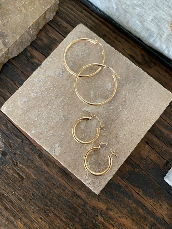 simple gold hoops | large