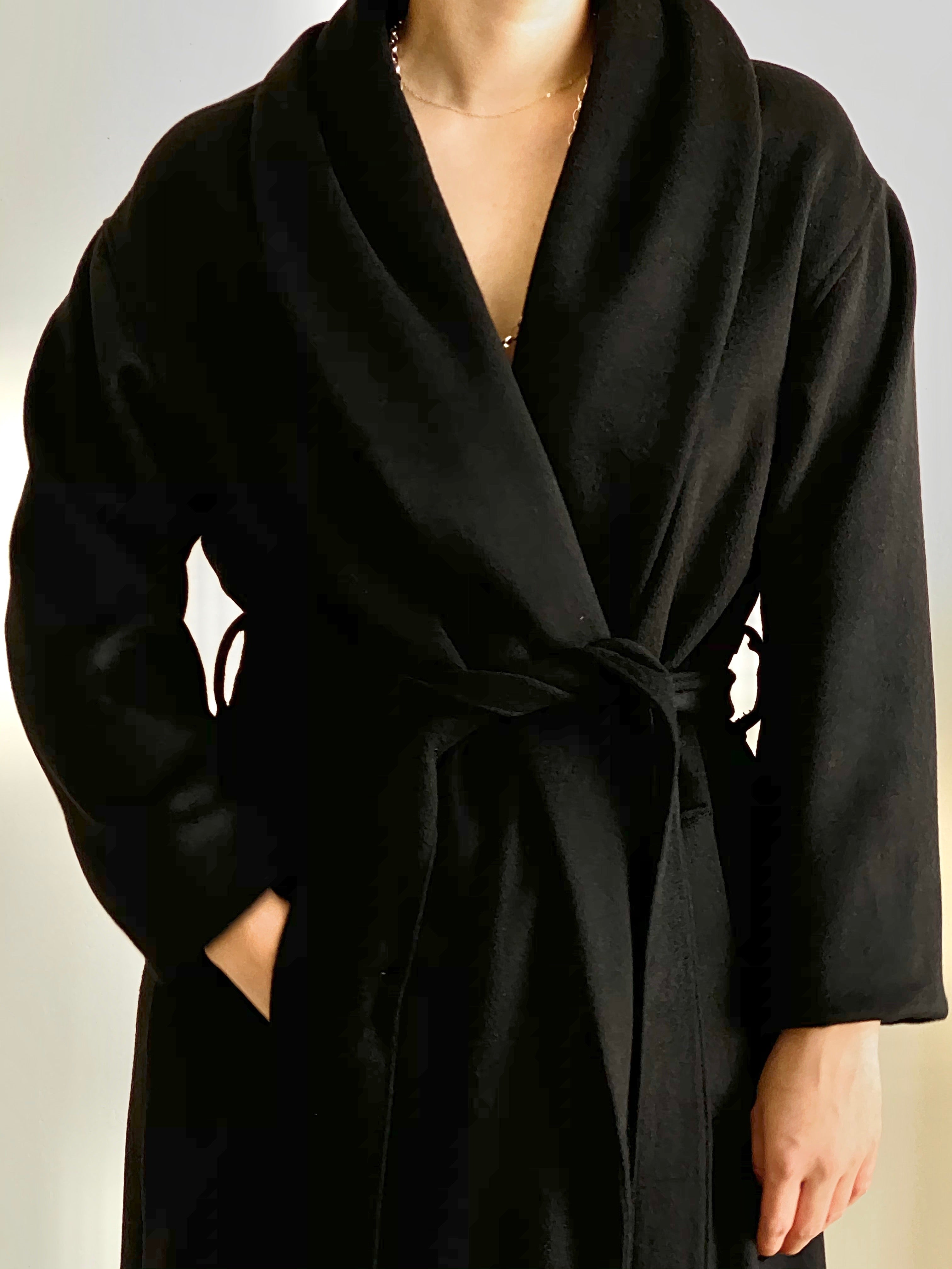 robe coat | camel & black